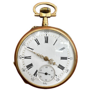 French 18K yellow gold open faced pocket watch Circa 1895