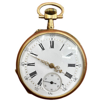 French 18K yellow gold open faced pocket watch Circa 1895