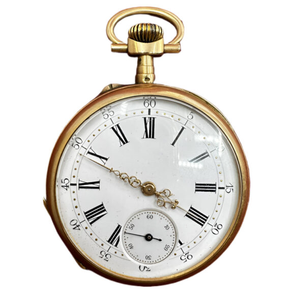 French 18K yellow gold open faced pocket watch Circa 1895