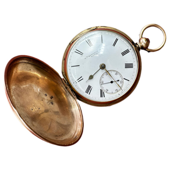 English 9K gold full hunter pocket watch Circa 1850