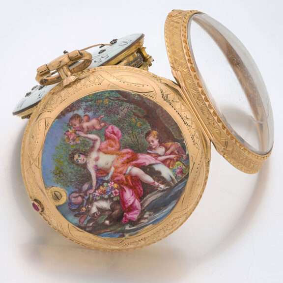 French verge in gold and enamel consular case Circa 1760 French verge in gold and enamel consular case Circa 1760