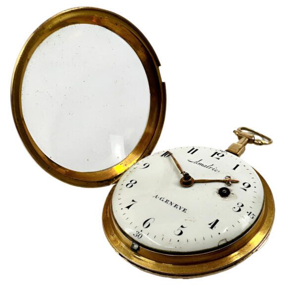 Swiss 18K yellow gold open faced pocket watch Circa 1795 Swiss 18K yellow gold open faced pocket watch Circa 1795