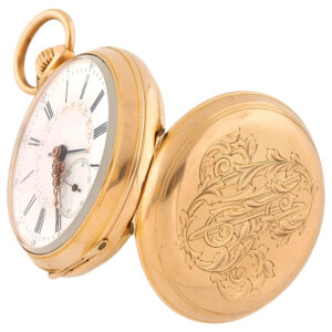 French 18K yellow gold pocket watch with date Circa 1900