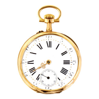French 18K yellow gold open faced pocket watch Circa 1900