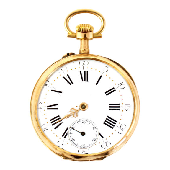 French 18K yellow gold open faced pocket watch Circa 1900 French 18K yellow gold open faced pocket watch Circa 1900