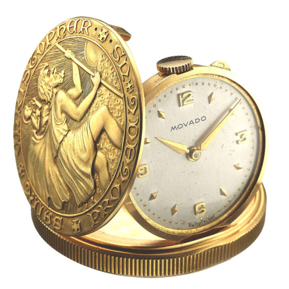 Swiss St. Christopher coin with a concealed keyless watch Circa 1960