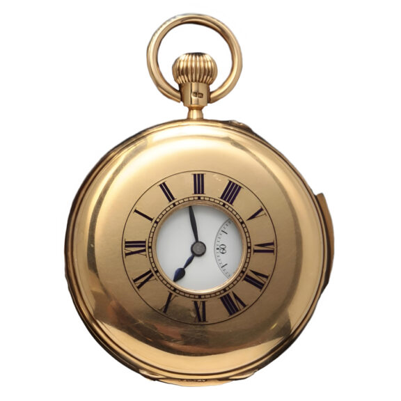 English 18K yellow gold half hunter pocket watch Circa 1900