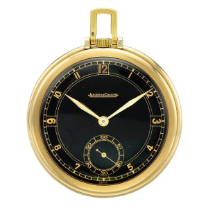 Swiss pink gold open faced watch with black dial Circa 1940