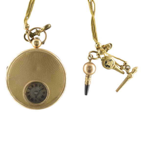 French 18K yellow gold pocket watch with chain Circa 1850 French 18K yellow gold pocket watch with chain Circa 1850
