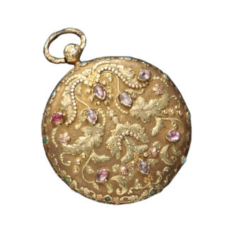 Swiss 18K gold chased watch with coloured stones Circa 1820