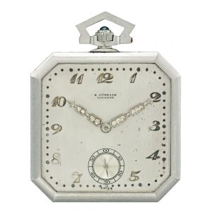 Swiss fine platinum cushion form watch Circa 1930