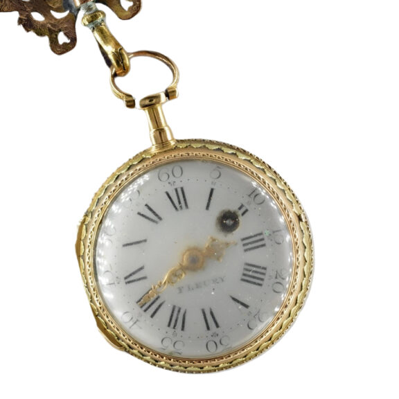 French 18K gold verge watch with chatelaine Circa 1790 French 18K gold verge watch with chatelaine Circa 1790