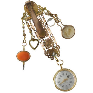 French 18K gold verge watch with chatelaine Circa 1790