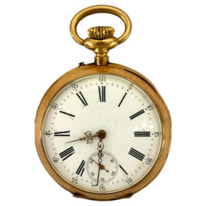 Swiss 18K yellow gold open faced pocket watch Circa 1900