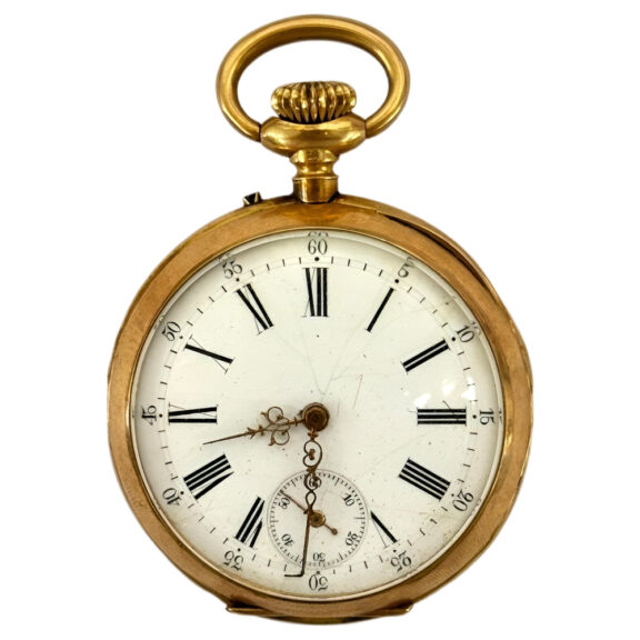 Swiss 18K yellow gold open faced pocket watch Circa 1900