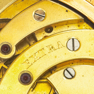 Swiss gold hunting cased watch with 'extra' movement Circa 1884 Swiss gold hunting cased watch with 'extra' movement Circa 1884