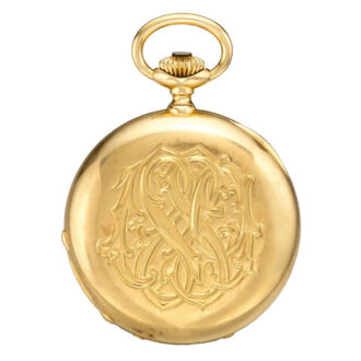Swiss gold hunting cased watch with 'extra' movement Circa 1884 Swiss gold hunting cased watch with 'extra' movement Circa 1884
