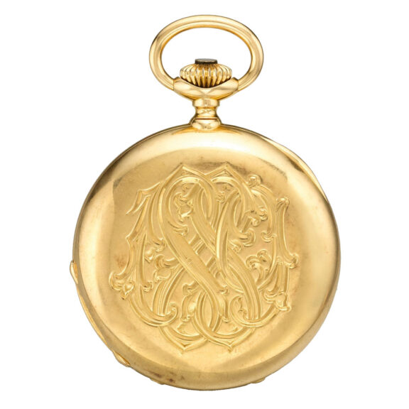 Swiss gold hunting cased watch with 'extra' movement Circa 1884 Swiss gold hunting cased watch with 'extra' movement Circa 1884