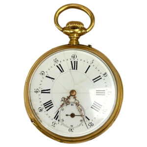 Swiss 18K yellow gold open faced pocket watch Circa 1900