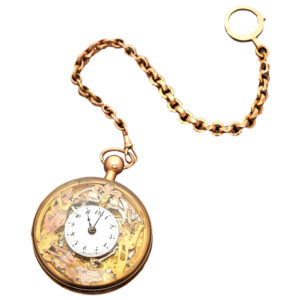 Swiss gold pocket watch with automata and chimes Circa 1800