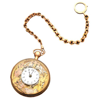 Swiss gold pocket watch with automata and chimes Circa 1800