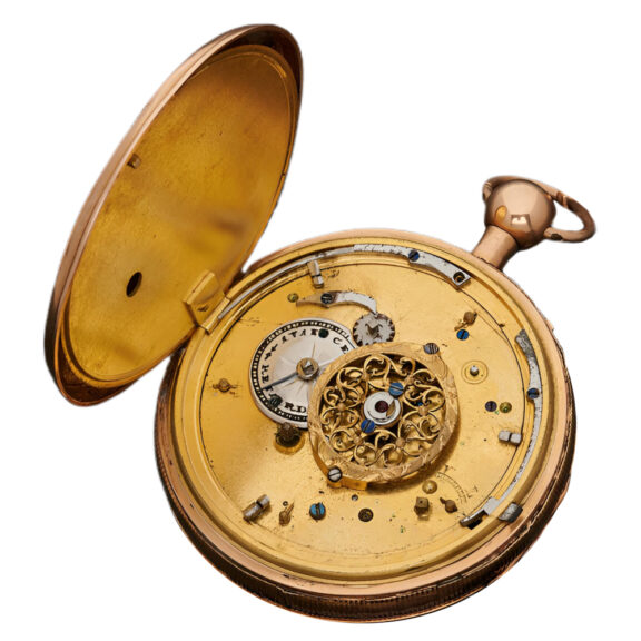 Swiss gold pocket watch with automata and chimes Circa 1800 Swiss gold pocket watch with automata and chimes Circa 1800