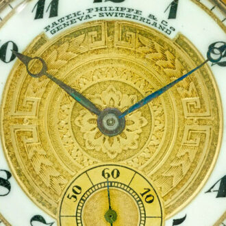 Swiss yellow gold open faced watch with Empire motif Circa 1913