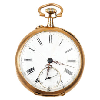 Swiss 14K yellow gold open faced pocket watch Circa 1885