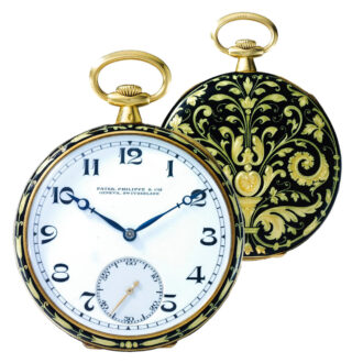 Swiss 18K yellow gold and enamel open faced watch Circa 1920