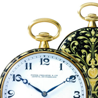 Swiss 18K yellow gold and enamel open faced watch Circa 1920