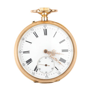 French 18K yellow gold open faced pocket watch Circa 1890