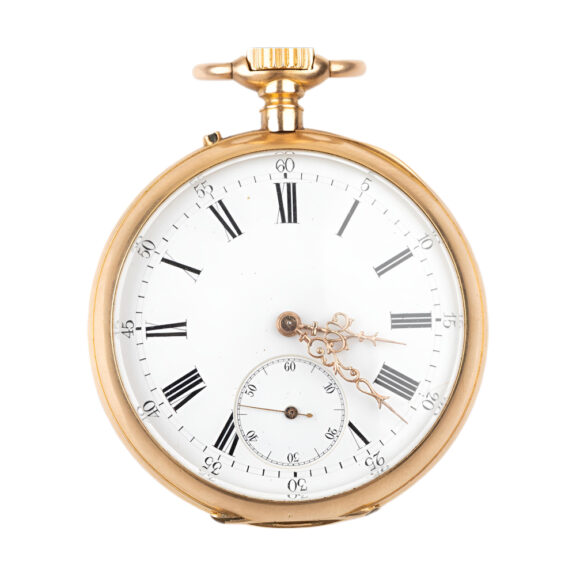 French 18K yellow gold open faced pocket watch Circa 1890