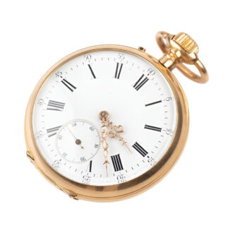 French 18K yellow gold open faced pocket watch Circa 1890