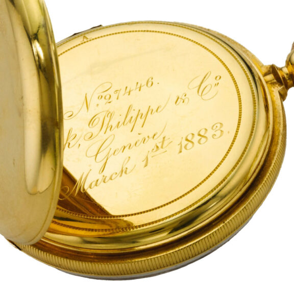 Swiss 18k gold open faced quarter repeating watch Circa 1869 Swiss 18k gold open faced quarter repeating watch Circa 1869