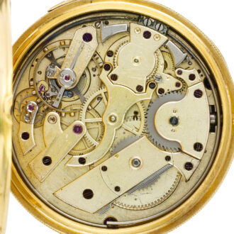Swiss 18k gold open faced quarter repeating watch Circa 1869Swiss 18k gold open faced quarter repeating watch Circa 1869
