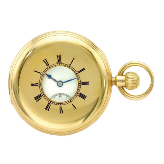English 18k gold half hunting cased pocket watch Circa 1887