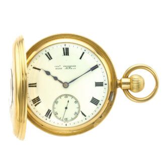 English 18k gold half hunting cased pocket watch Circa 1887
