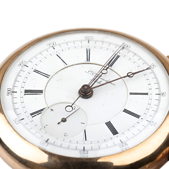 Swiss gold plated split seconds chronograph watch Circa 1850 Swiss gold plated split seconds chronograph watch Circa 1850