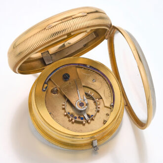 English heavy 18 carat lever watch in a gold case Circa 1826