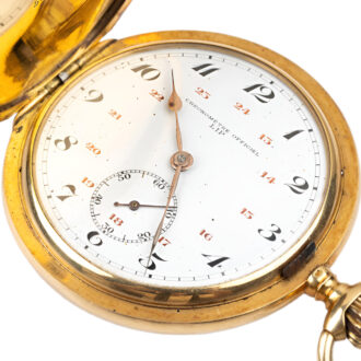 French 18K yellow gold hunting cased pocket watch Circa 1925