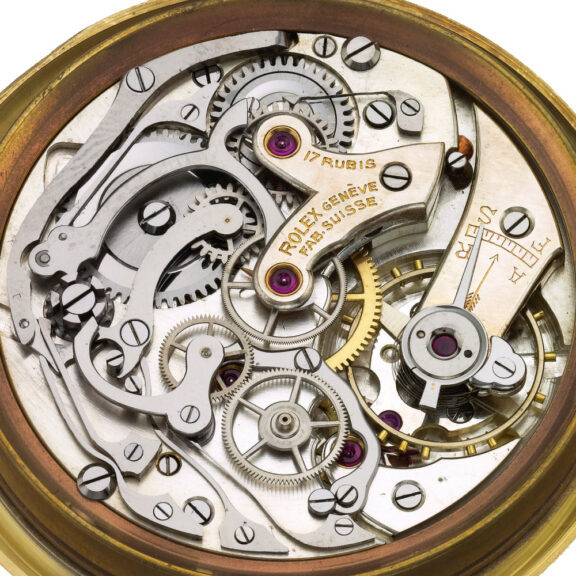 Swiss gold open faced chronograph pocket watch Circa 1940 Swiss gold open faced chronograph pocket watch Circa 1940