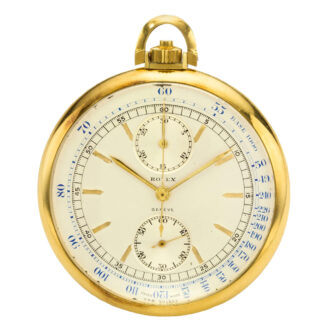 Swiss gold open faced chronograph pocket watch Circa 1940