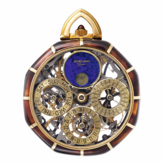 Swiss gold tortoiseshell perpetual calendar watch Circa 1980