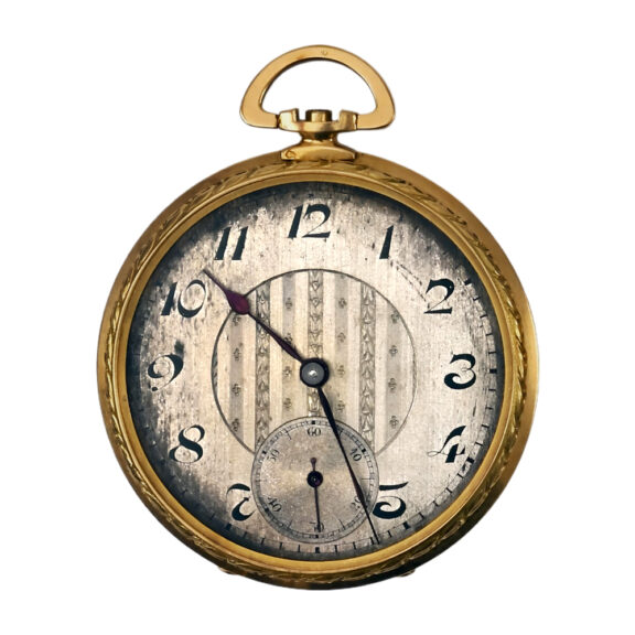 Swiss 18K yellow gold Art Deco lever pocket watch Circa 1925