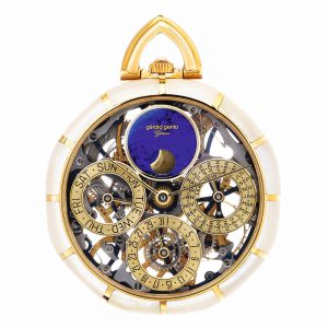 Swiss gold skeletonised perpetual calendar watch Circa 1980