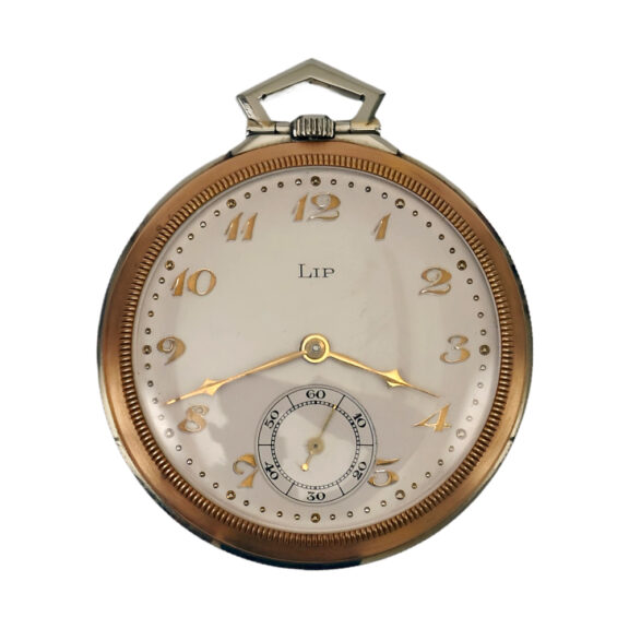 French 18K two tone gold open faced pocket watch Circa 1930