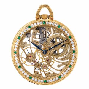 Swiss gold and diamond set skeletonised watch Circa 1980