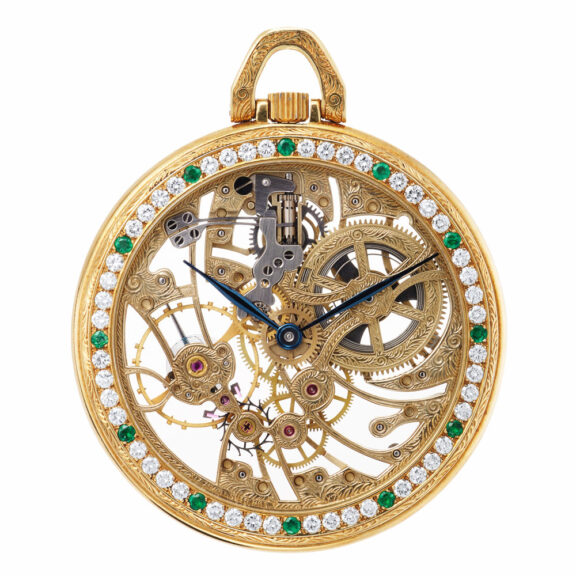 Swiss gold and diamond set skeletonised watch Circa 1980