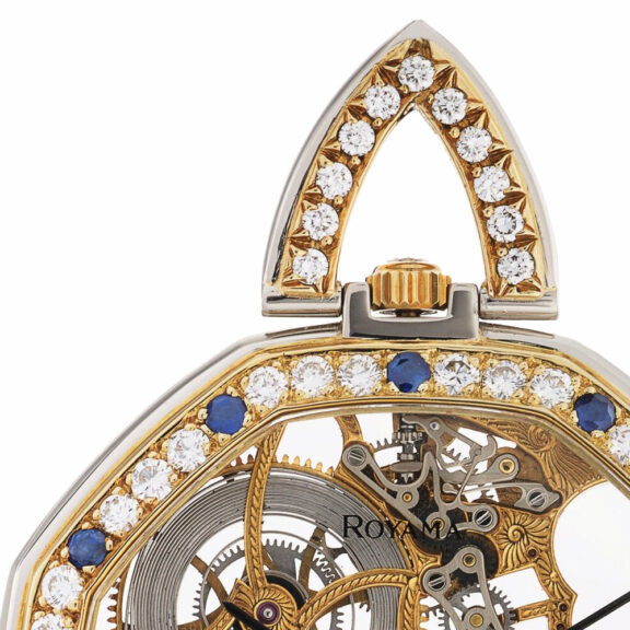 Swiss gold and diamond set skeletonised watch Circa 1980 Swiss gold and diamond set skeletonised watch Circa 1980