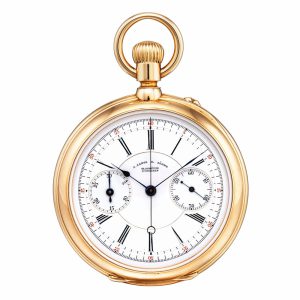 German pink gold open faced keyless chronograph Circa 1899